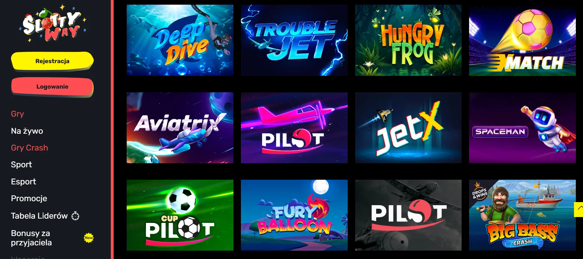 SlottyWay Casino - asortyment gier Crash